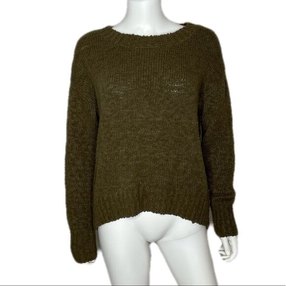 Sanctuary Women's Olive Green Popcorn Textured Crew Neck Pullover Sweater sz XS - Picture 2 of 5